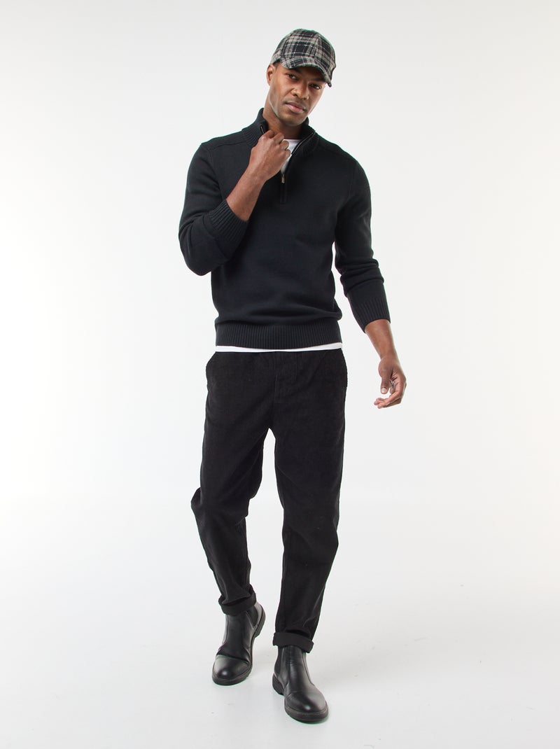 Pull col camionneur en maille grosse jauge Noir - Kiabi