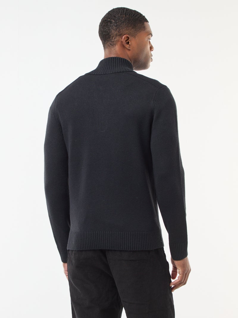 Pull col camionneur en maille grosse jauge Noir - Kiabi