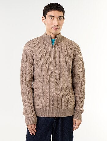 Pull col camionneur en maille torsadée