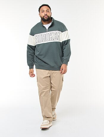 Pull col camionneur esprit colorblock en molleton