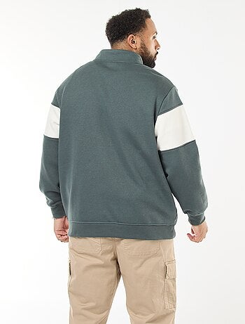 Pull col camionneur esprit colorblock en molleton