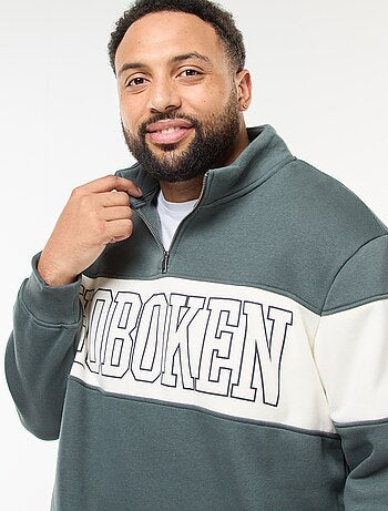 Pull col camionneur esprit colorblock en molleton