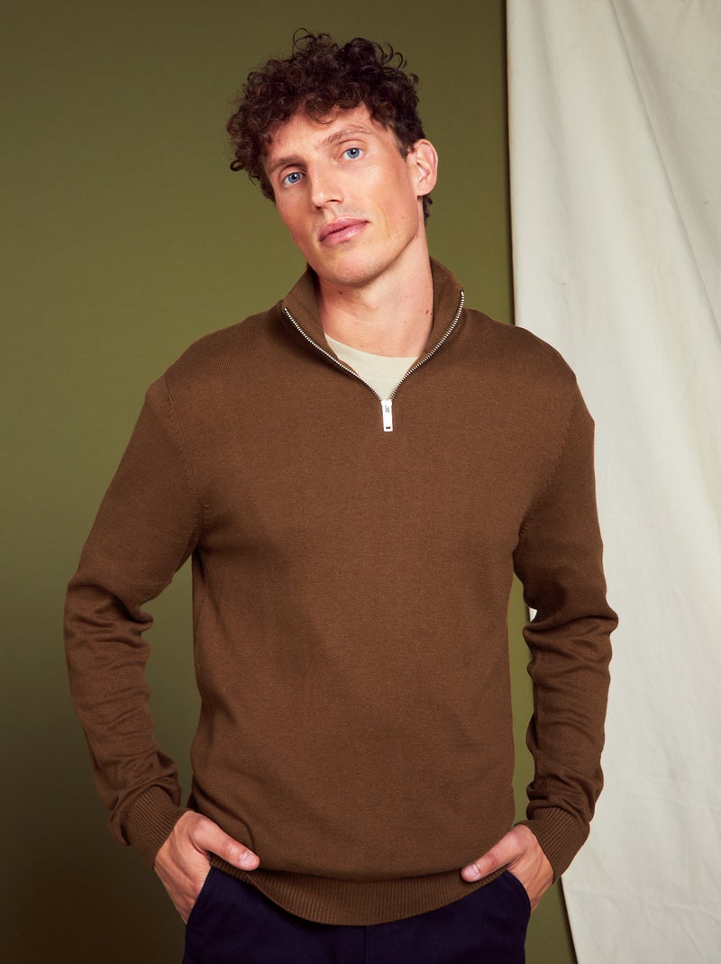 Pull col camionneur 'Produkt' marron - Kiabi