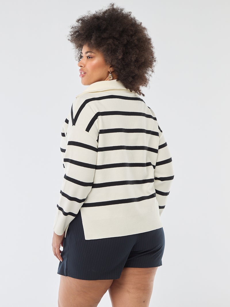Pull col camionneur zippé Beige - Kiabi