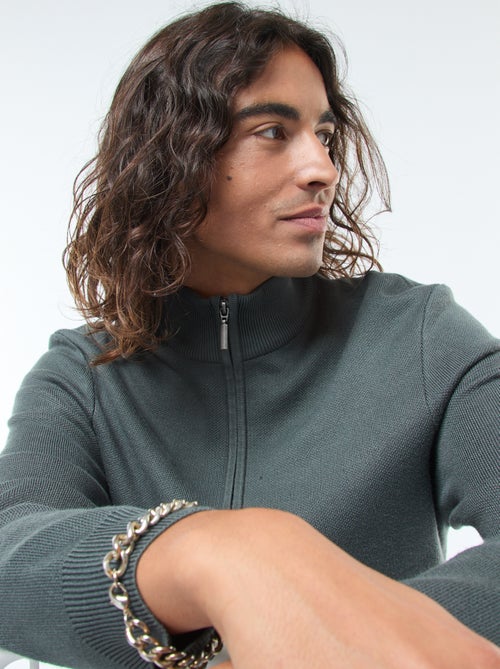 Pull col camionneur zippé en maille - Kiabi