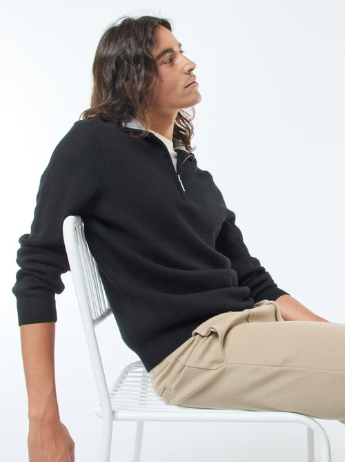 Pull col camionneur zippé en maille - Kiabi