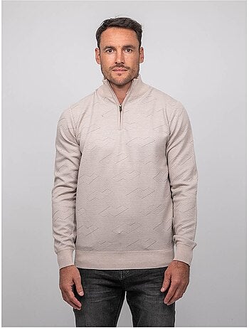 Pull col camionneur zippé jacquard lamaton