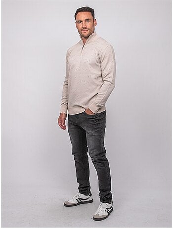 Pull col camionneur zippé jacquard lamaton