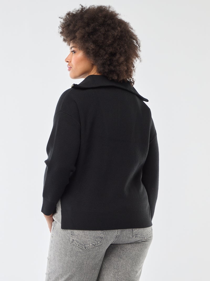 Pull col camionneur zippé Noir - Kiabi