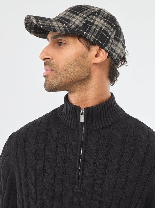 Pull col camionneur zippé torsadé en coton - Kiabi