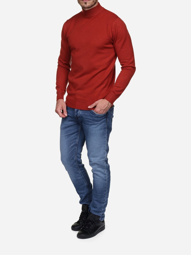 Pull col cheminée Rouge - Kiabi