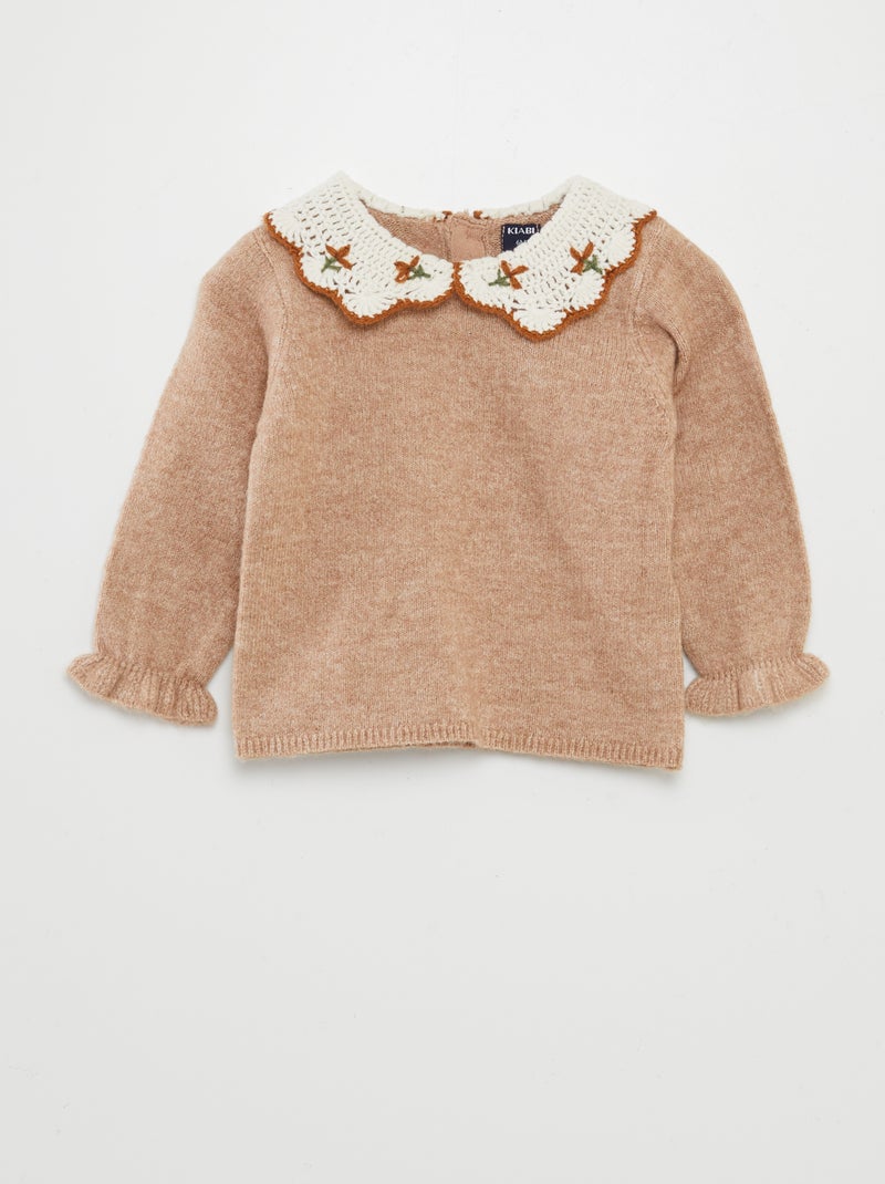 Pull col claudine Marron - Kiabi