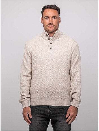 Pull col montant boutonné maille chinée lookies