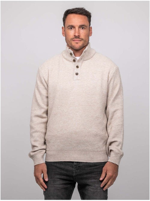 Pull col montant boutonné maille chinée lookies - Kiabi Pull col montant boutonné maille chinée lookies - Kiabi