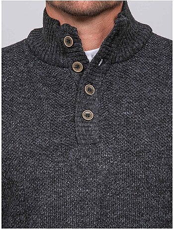 Pull col montant boutonné maille chinée lookies