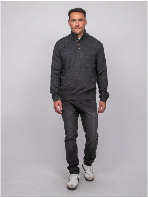 Pull col montant boutonné maille chinée lookies - Kiabi Pull col montant boutonné maille chinée lookies - Kiabi