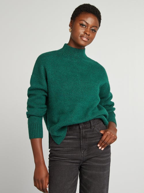 Pull col montant en maille douce - Kiabi