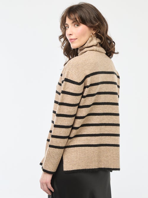 Pull col montant en maille grosse jauge - Kiabi