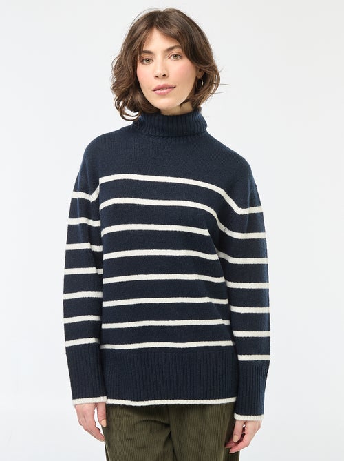 Pull col montant en maille grosse jauge - Kiabi