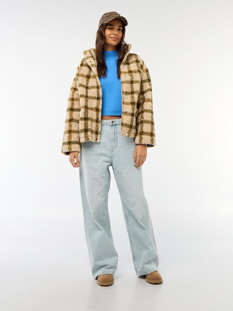 Pull col montant en maille grosse jauge Bleu - Kiabi