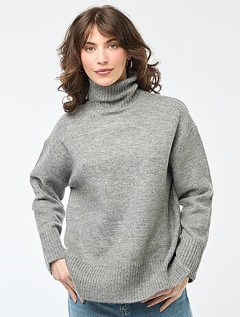 Pull col montant en maille grosse jauge