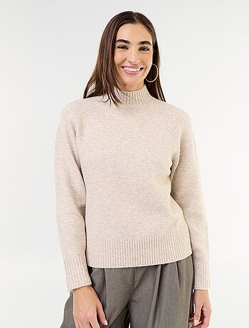 Pull col montant en rib