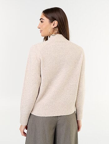 Pull col montant en rib