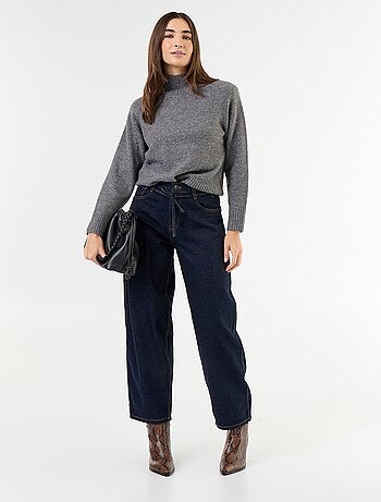 Pull col montant en rib