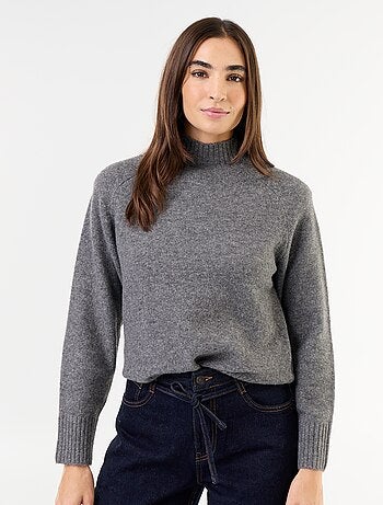 Pull col montant en rib