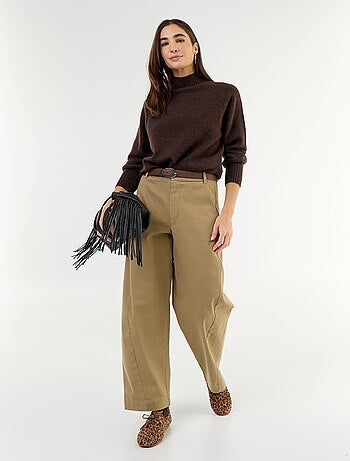 Pull col montant en rib