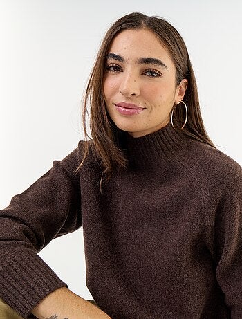 Pull col montant en rib