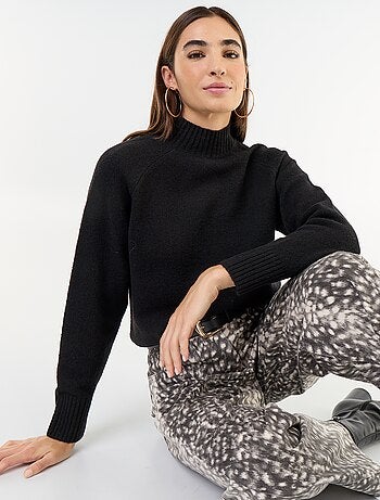 Pull col montant en rib