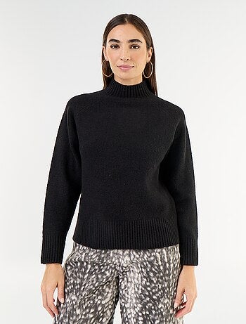 Pull col montant en rib