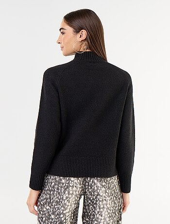 Pull col montant en rib