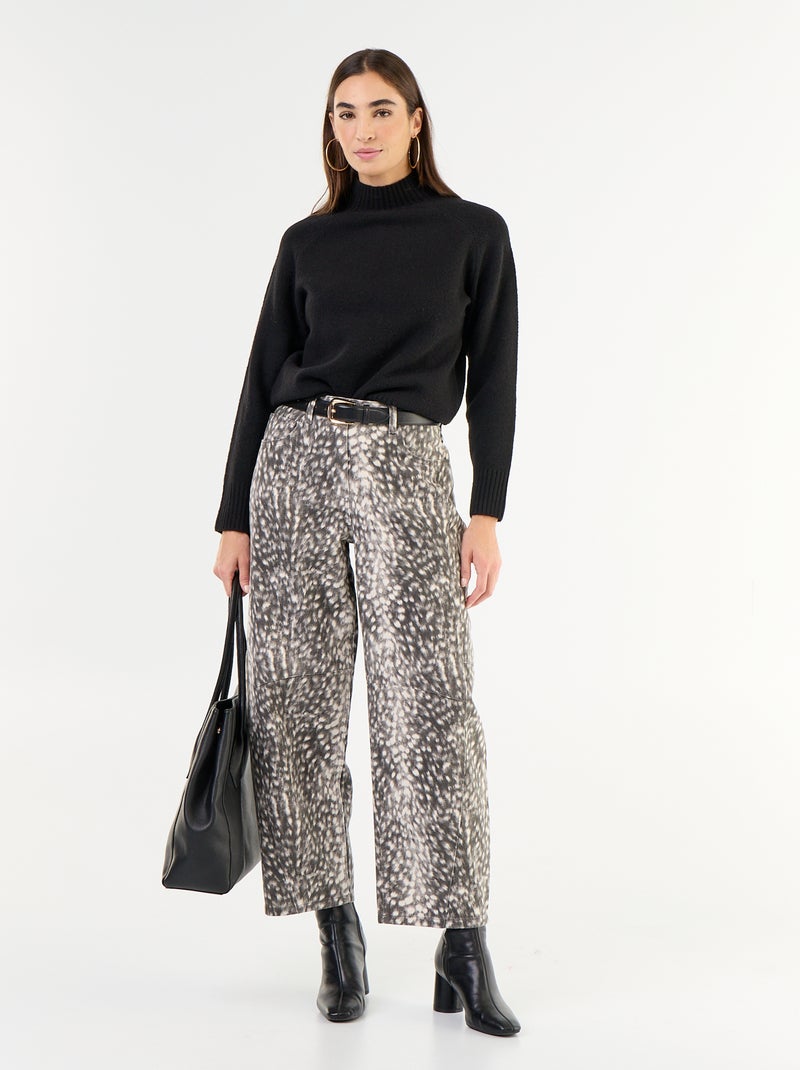 Pull col montant en rib Noir - Kiabi