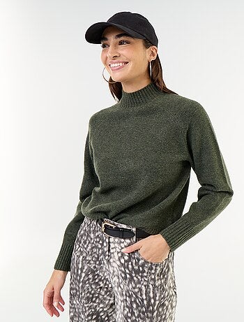 Pull col montant en rib