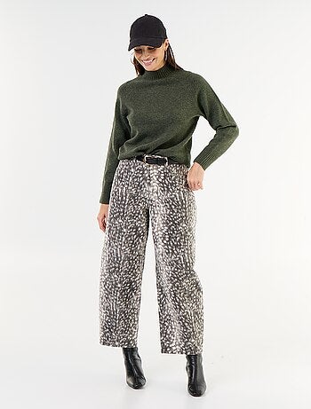 Pull col montant en rib
