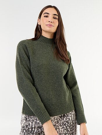 Pull col montant en rib