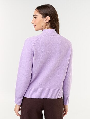 Pull col montant en rib