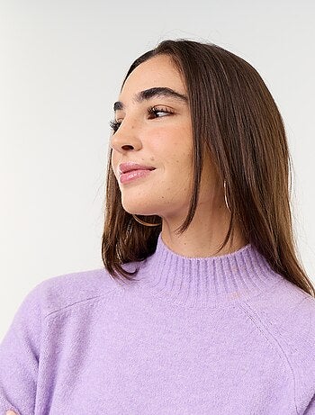 Pull col montant en rib