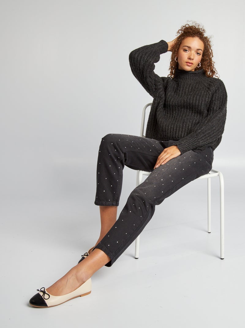 Pull col montant Gris - Kiabi