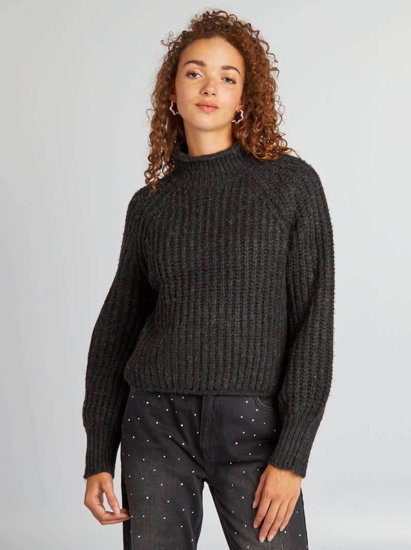Pull col montant Gris - Kiabi