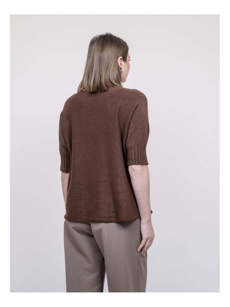 Pull col montant kevina Marron - Kiabi