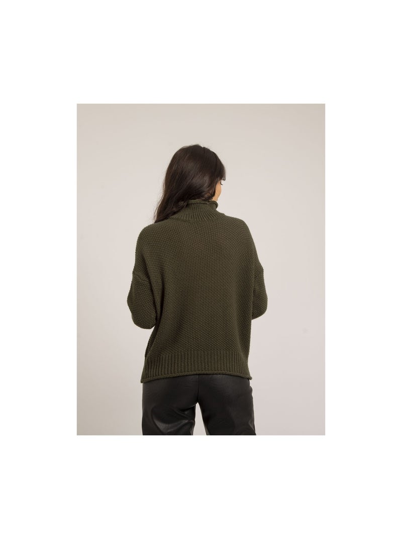 Pull col montant kianty Kaki - Kiabi