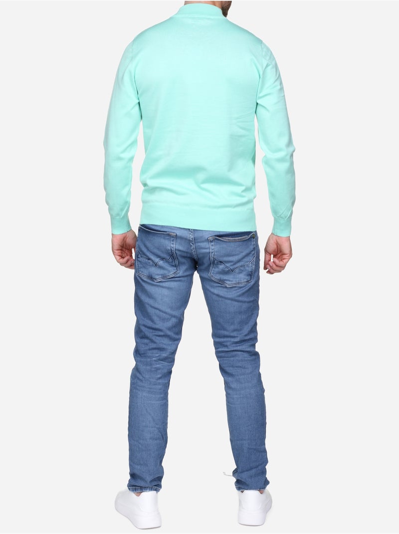 Pull col montant manches longues - Frilivin Vert d'eau - Kiabi