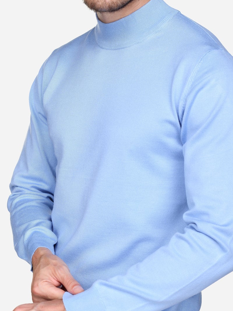 Pull col montant manches longues Bleu ciel - Kiabi