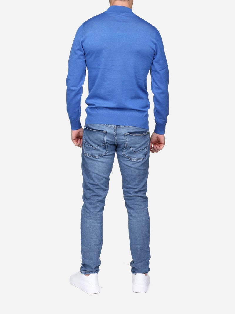 Pull col montant manches longues Bleu - Kiabi