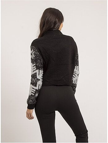 Pull col montant métallisé fantaisie kana