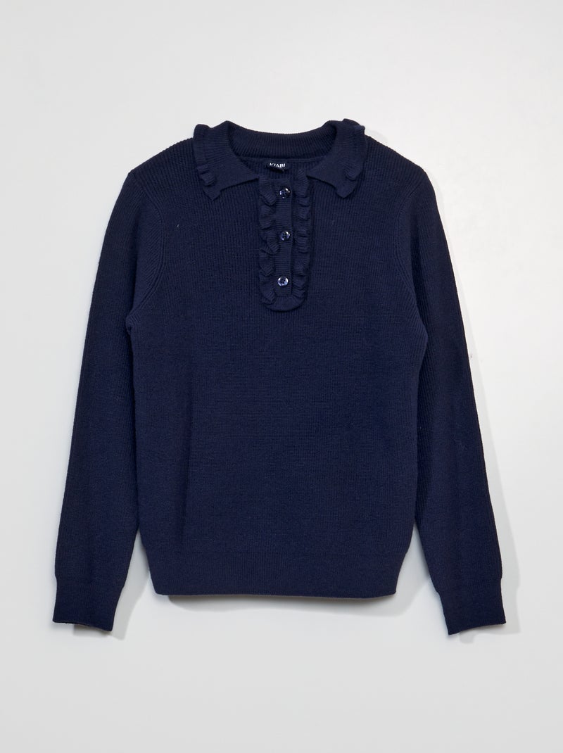 Pull col montant Noir bleu - Kiabi