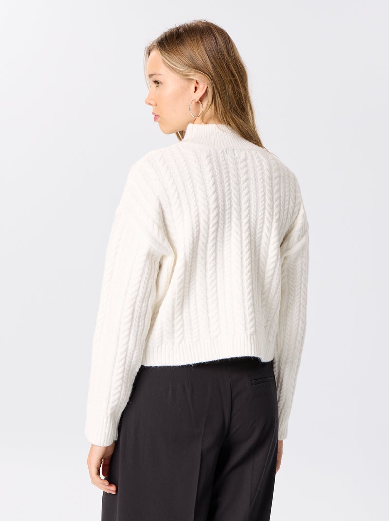Pull col montant uni Blanc - Kiabi